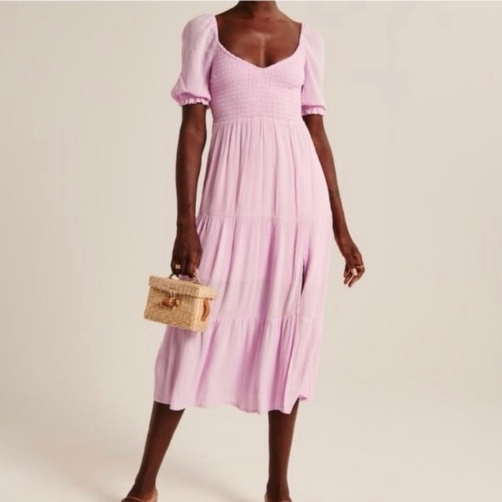 Abercrombie and Fitch short sleeve smocked midi dress with pockets